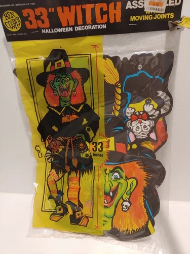 Vintage Witch 1977 Ben Cooper New In Package Halloween Decoration Jointed 33"