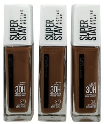 3 Pack Maybelline Super Stay Full Coverage 24H Foundation 370 Deep Bronze