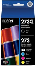Epson 273XL/273 Claria Black, B/C/M/Y Color Ink Cartridges 5-Pack Exp 07/2028
