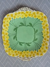 Royal Worcester Decorative Plate / Serving Plate Vintage Floral Yellow and Green