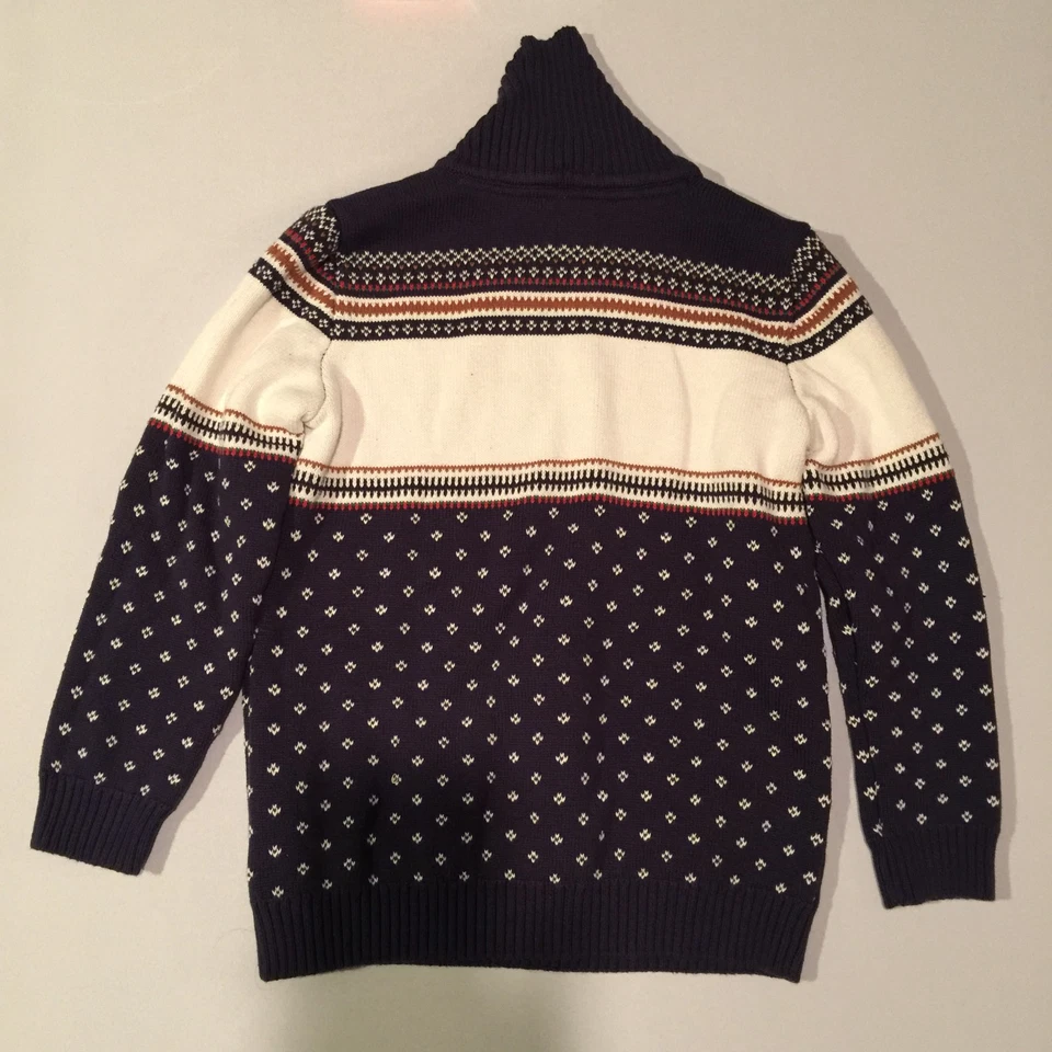Gymboree Boys Sz 12 Christmas Holidays Navy and Cream Train Sweater 100% Cotton - Image 2 of 4