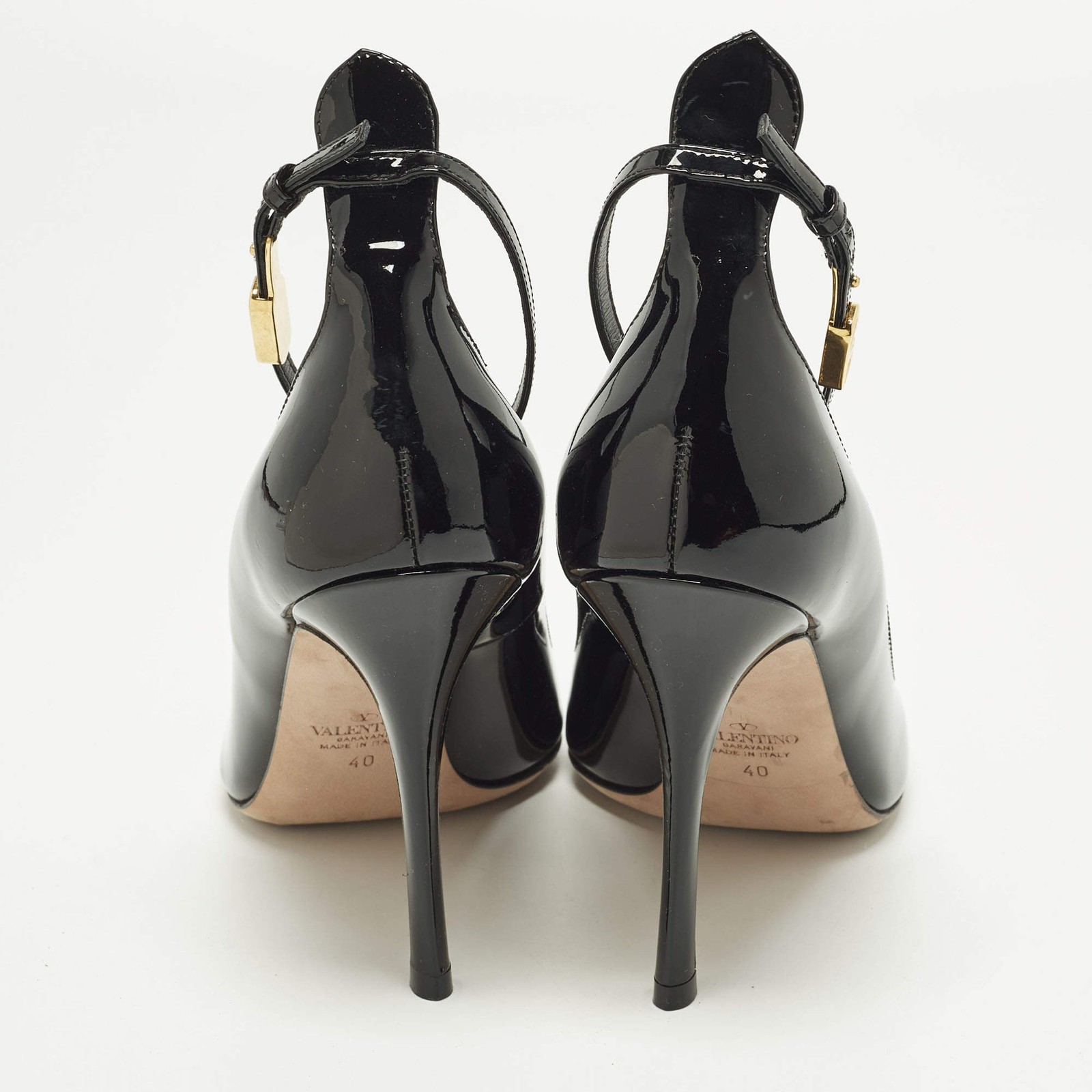 Valentino Size 40 Black Patent Leather Ankle Strap Pumps thumbnail 5