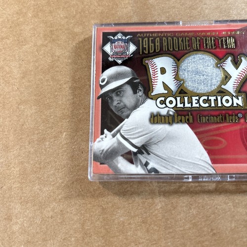Camiseta deportiva Fleer Focus Roy Collection 2001 Johnny Bench con parche ROY juego usada - Imagen 3 de 6