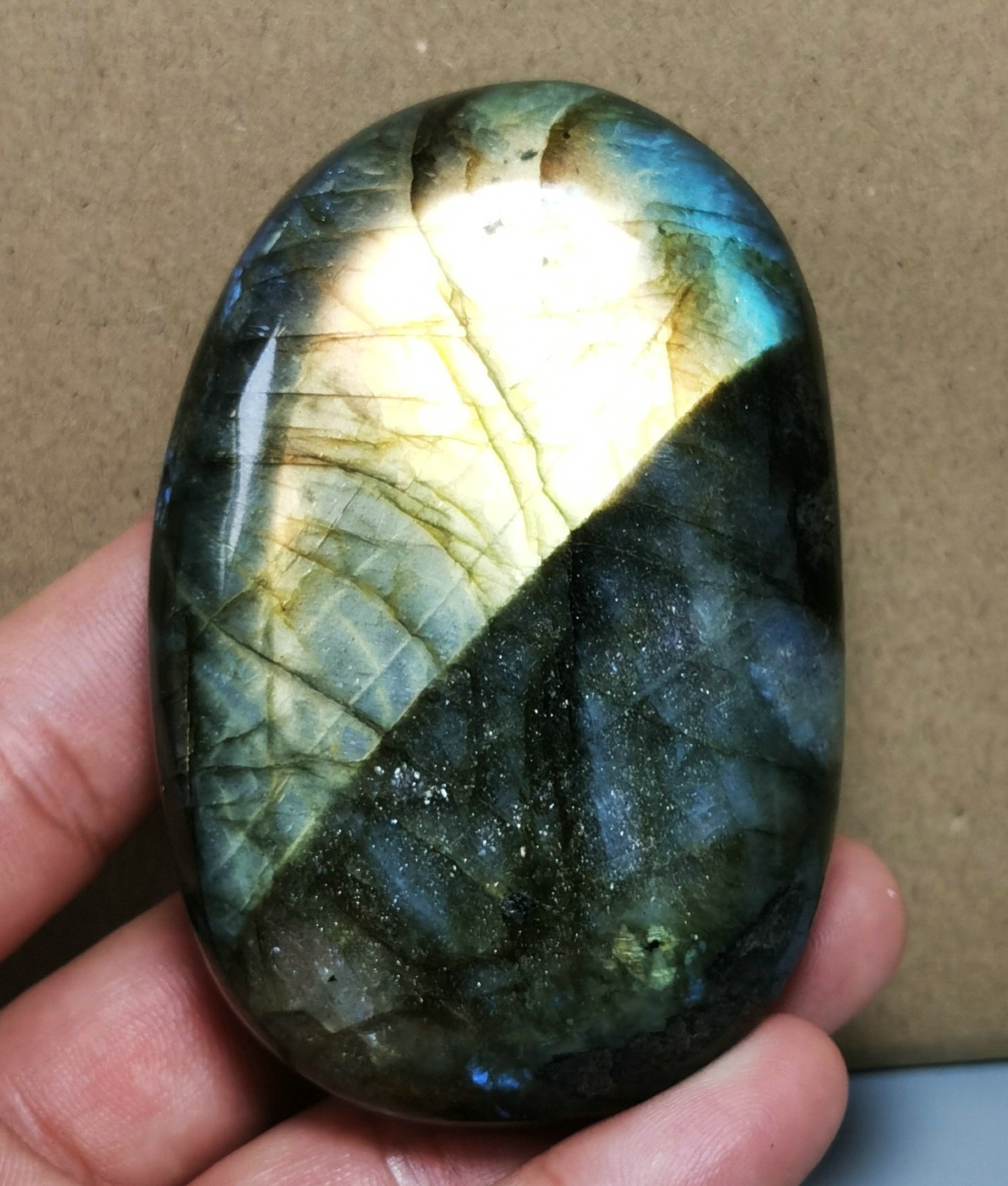 Raw  Rainbow Purple labradorite sphere Palm stone QUARTZ CRYSTAL Healing