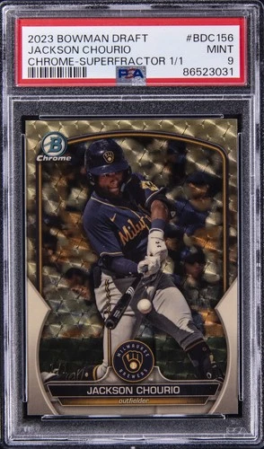 2023 BOWMAN DRAFT CHROME-SUPERFRACTOR 1/1 #BDC156 JACKSON CHOURIO 1/1 PSA 9