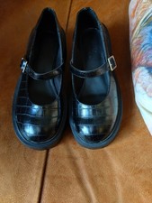 Ladies/girls wide fit mock croc chunky dolly shoes size 4