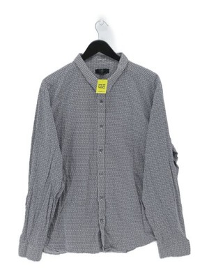 Jasper Conran Men's Shirt XXL Blue Geometric 100% Cotton Basic