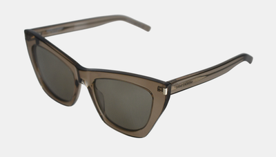 NEW SAINT LAURENT SL 214 KATE 025 Transparent Brown/Gray CAT EYE