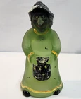 RARE Fenton Green Witch with Sparkles & Bats  Glass Witch Figurine - Signed!