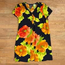 Vintage Carole Little Floral Dress Size Medium 90s Shift Rayon Sundress