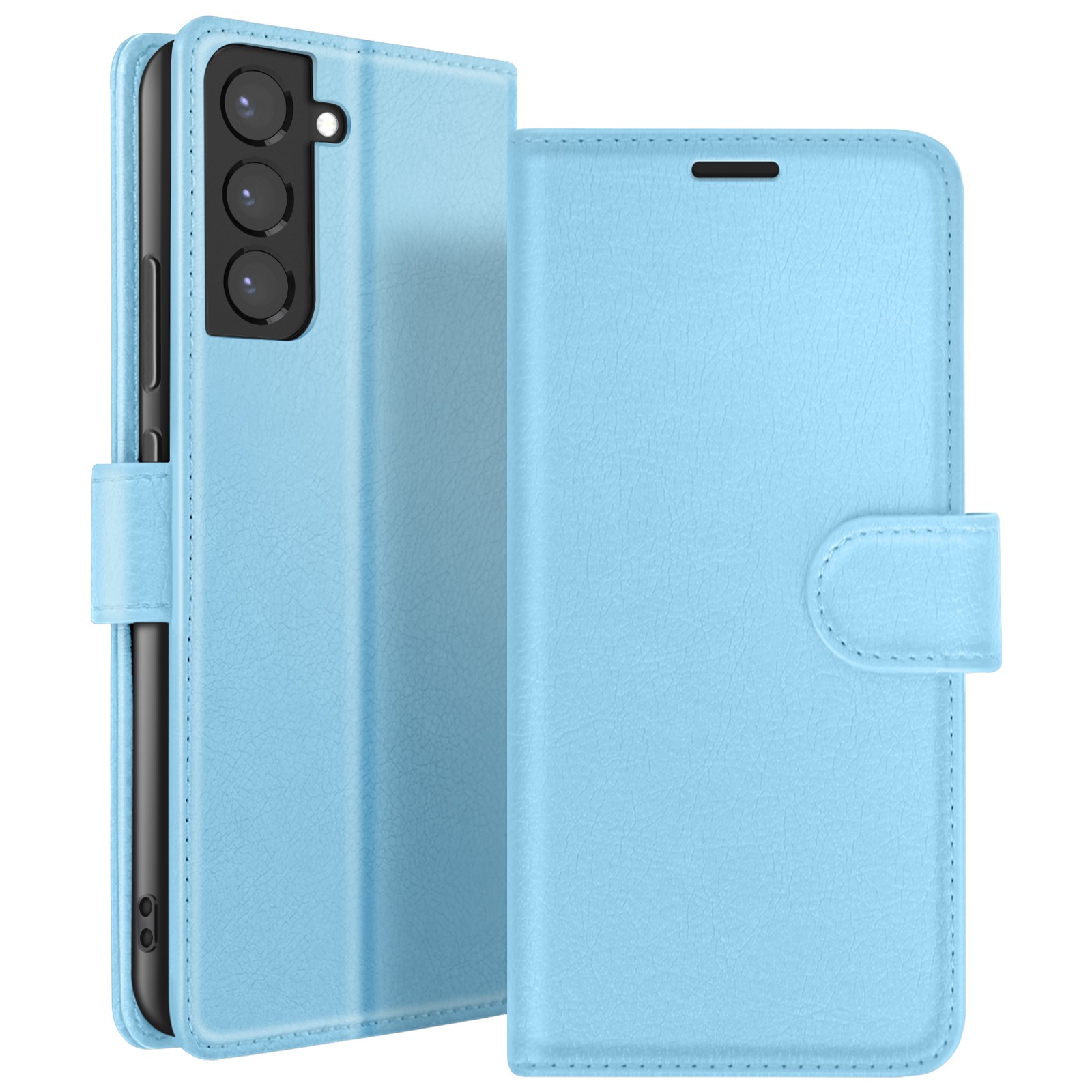 Étui Samsung S22 Plus avec languette magnétique et support vidéo Zanaé bleu