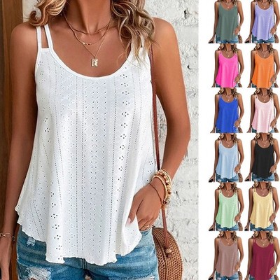 Damen Trägershirt Ärmellos Trägertops Sommer Tank Camis Top Freizeit Weste Hemd