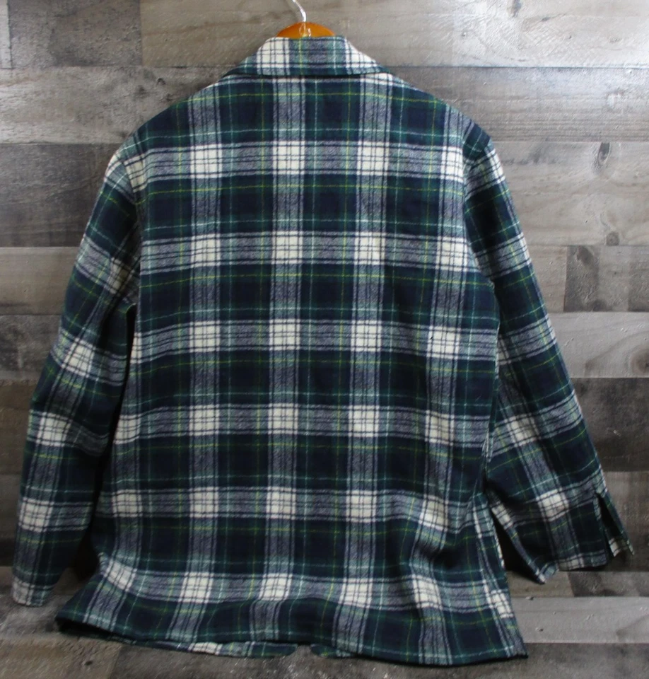 Blazer masculino vintage pendleton grande verde azul xadrez lã feito nos EUA jaqueta - Imagem 3 de 4