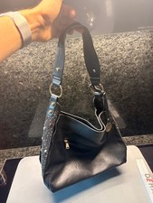 Damen Handtasche schwarz Glitzerapplikationen...