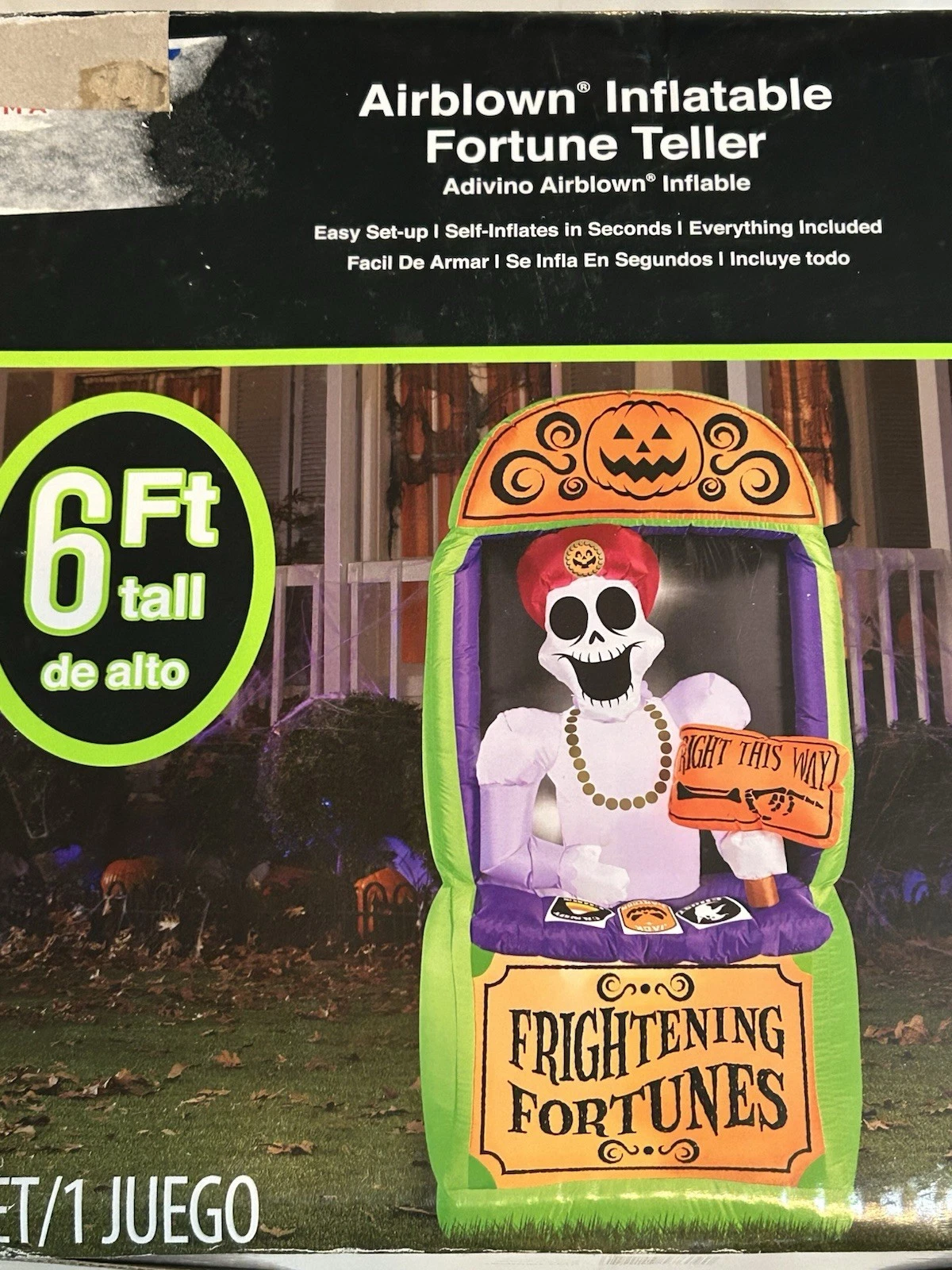 New Gemmy 6’ Halloween Frightening Fortune Teller Lighted Inflatable Airblown