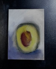 Original ACEO ATC Avocado Kitchen Séries By KatBergman 2.5x3.5 Soft Pastels