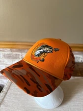 Lyrical Lemonade Fishing Badge Trucker Hat Orange Camo Mesh Adjustable Snapback