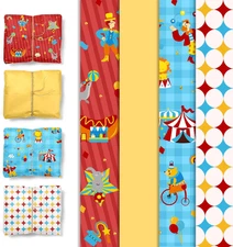 Carnival Circus Wrapping Tissue Paper, 24 Sheets Circus Red Yellow Blue Tissue P