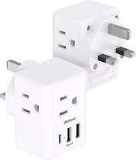 2-Pack UK Travel Plug Adapter - US to UK Plug Adapter, Type G International Plug