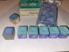 Vintage billiard chalk, 13 cubes of chalk with vintage clik box