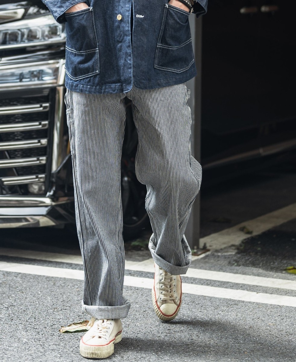 Bronson/Non Stock Mfg. Hickory Stripe Carpenter Pants Men's Indigo