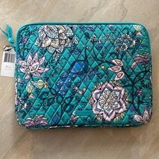 Vera Bradley Laptop Sleeve 14"x 11" Green Paisley Floral Quilted Pad Bag NEW