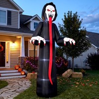 Outsunny Aufblasbares Halloween-Skelett, 310 Cm, Halloweendekoration Mit LED