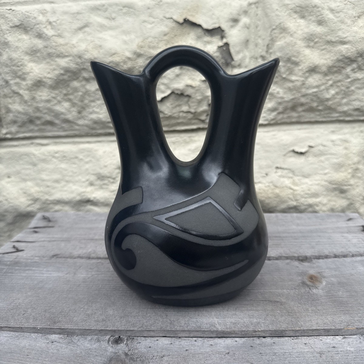 Vintage Navajo Blackware Wedding Vase Pottery Signed 1989 8x6” | eBay