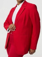 SAG HARBOR Women s 100 Wool One Button Front Blazer In Red Size 18