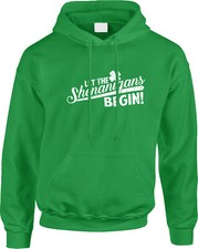 Shenanigans Begin St Patricks Day Funny Drunk Bar Pub Crawl Clover Mens Hoodie