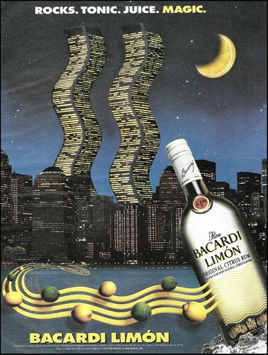1998 Bacardi Limon Citrus Rum advertisement NYC Twin Towers World Trade Center