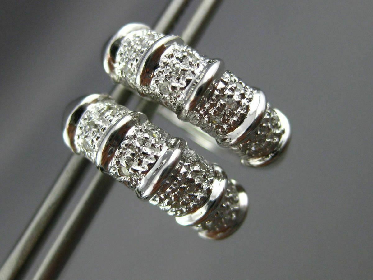 FILA ESTATE WIDE .26CT DIAMOND 14KT WHITE G 3D MULTI ROW HUGGIE EARRINGS #25900