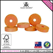 6PK Cedar Wood Rings Natural Insect Moth Repellent Chemical Free FSC CertifiedAU
