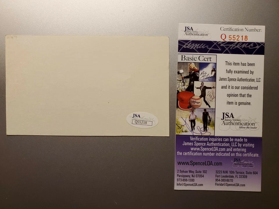 JOHNNY UNITAS AUTO Signed INDEX CARD BALTIMORE COLTS JSA Authenticated HOF - Image 4 of 4