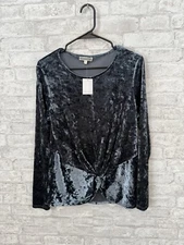 NWT Anthropologie Pleione Crushed Velvet Long Sleeve Twist Front Top Medium