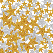 Glitter Star Foam Stickers - Sparkly Gold and Silver,Self Adhesive for Kids Craf