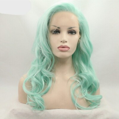 Human hair blend pastel green wig Pastel Green Wig - Etsy main image 4
