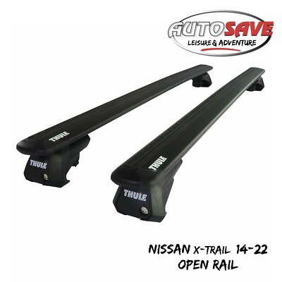 Thule Alu WingBar Evo Black Roof Bars Set to fit Nissan X-Trail 14-22 Open Rail