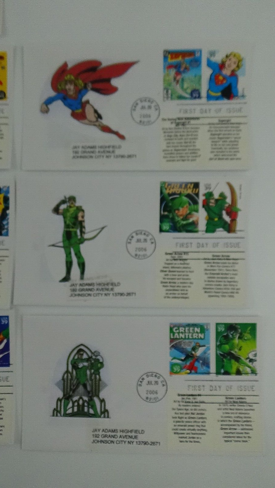 DC Comics 2006 First Day of Issue USPS Superhero Stamps Lot of 10