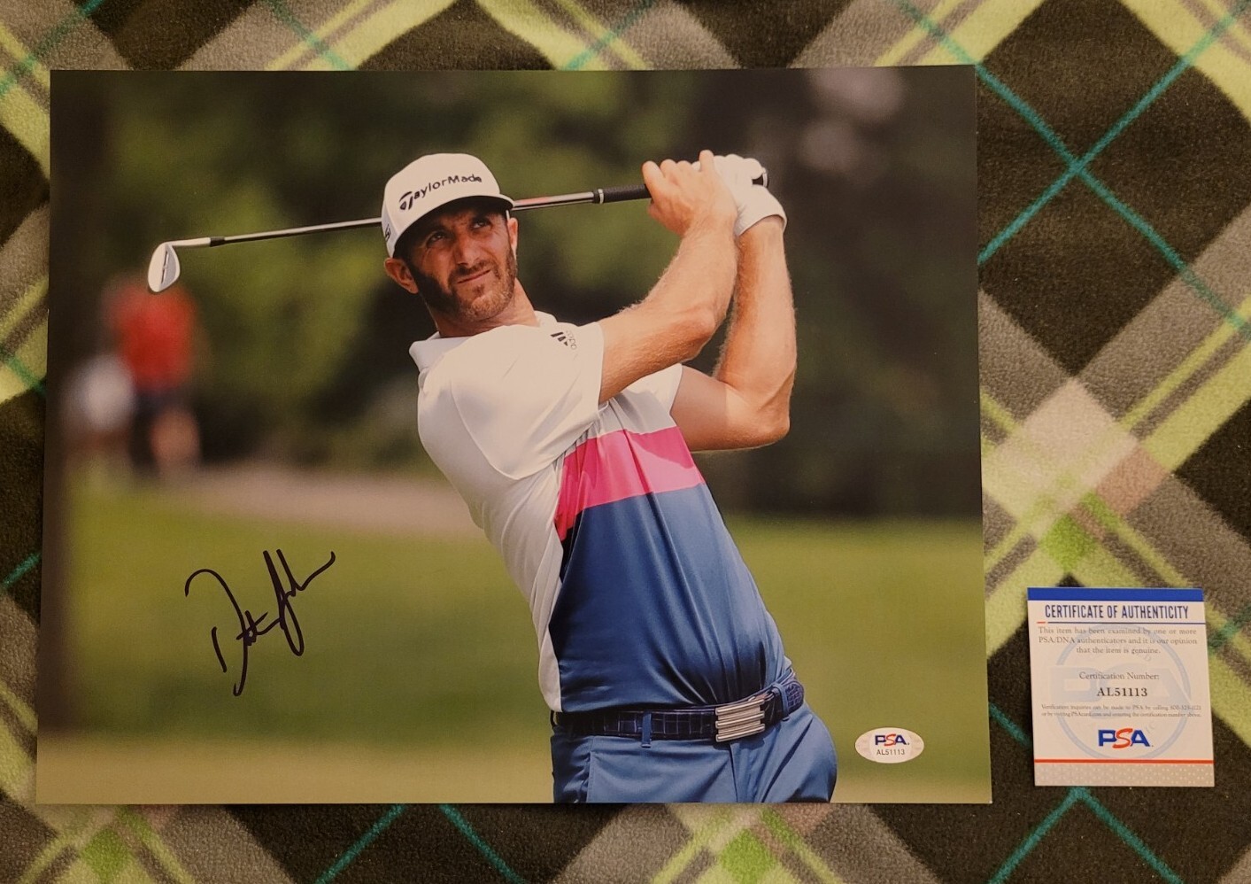 Dustin Johnson Autographed Signed 11x14 PGA golf photo PSA COA #AL51113 LIV 