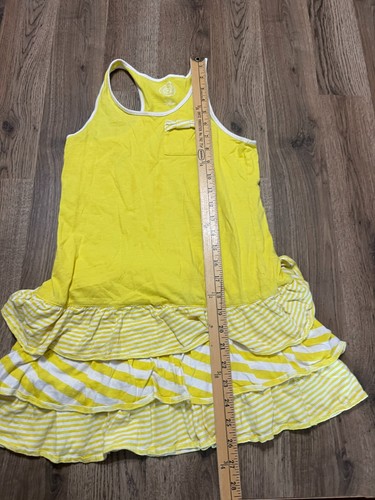 SO Dress, Girl's Size 10, Yellow, Sleeveless, Ruffled Hem Striped - Picture 4 of 8