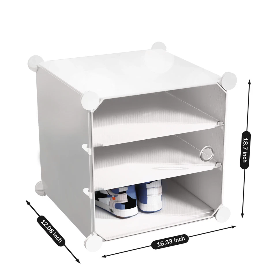 12 Tiers 96 Pairs Shoe Rack Organizer Stackable Closet Shoe Box Storage Cabinet - Image 2 of 4