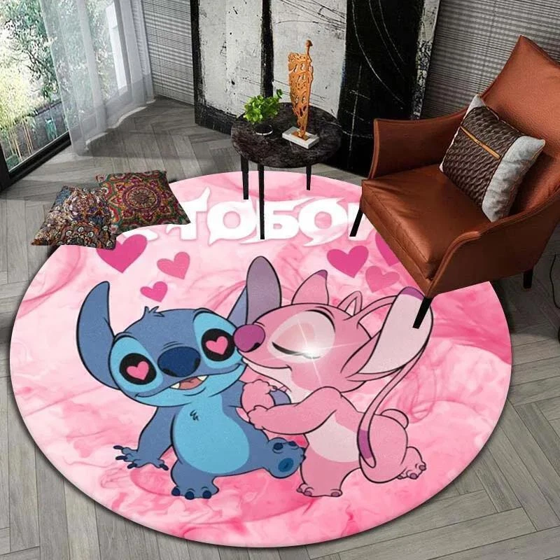3D Kinder Lilo Stitch Runde Boden matte Jungen Mädchen Schlafzimmer Teppichs - Bild 4 von 4