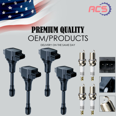 4X Ignition Coil + 4X Iridium Spark Plug OEM For Nissan Altima Sentra L4 UF549
