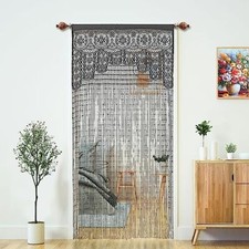 Macrame Lace Door String Curtain for Doorways,Room Divider Doorway 1 Grey