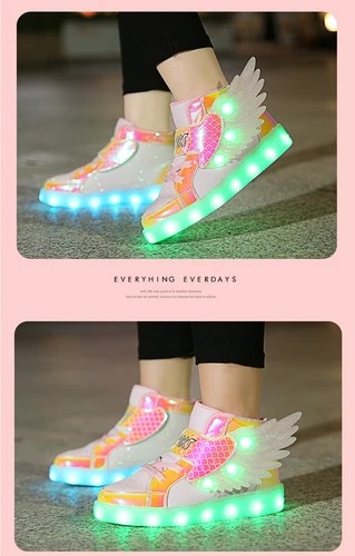 LED Leuchtende USB Sneaker Turnschuhe Kinder Mädchen Flügel Blinkschuhe Gr.27-37 - Bild 19 von 28