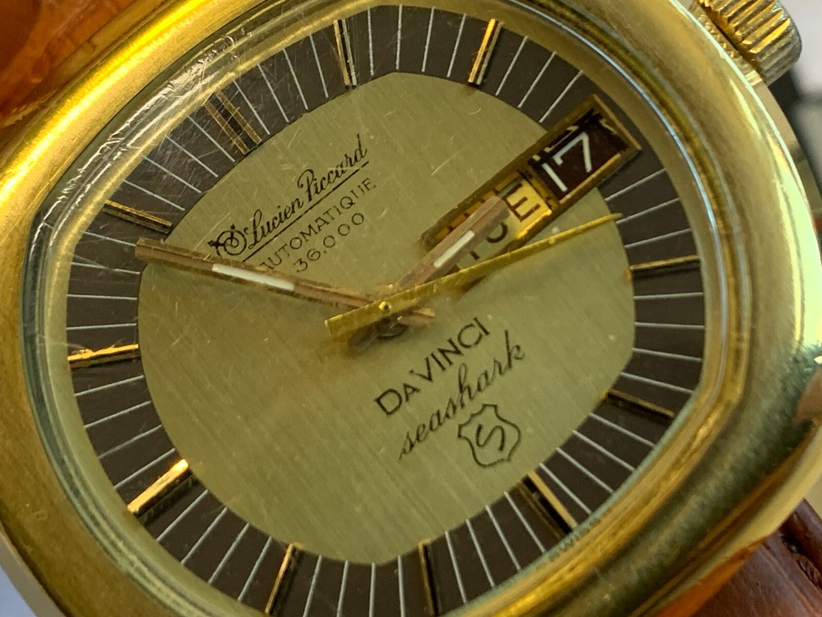 Vtg Lucien Piccard Mens Wrist Watch in Box DaVINCI Seashark