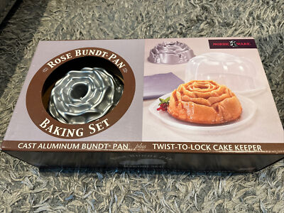 Nordic Ware Bundt Rose Bundt Pan Baking Set W/ Twist To Lock Cake