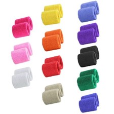 12 Pairs Colorful Sports Wristbands Cotton Sweatband Wristbands Wrist Sweatba...