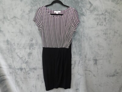 Bennett Dress Womens Black Faux Wrap Geometric Career Office Stretch 